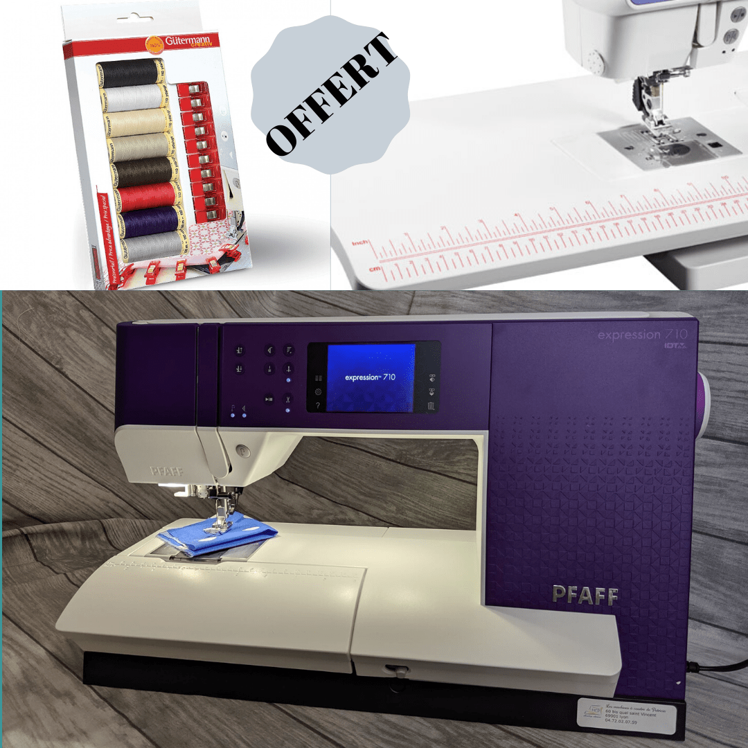 Pfaff Machine à coudre Expression 710 + Coffret 8 fils + table